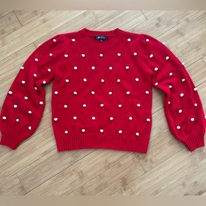 Red Pom Pom polka dot sweater, size small